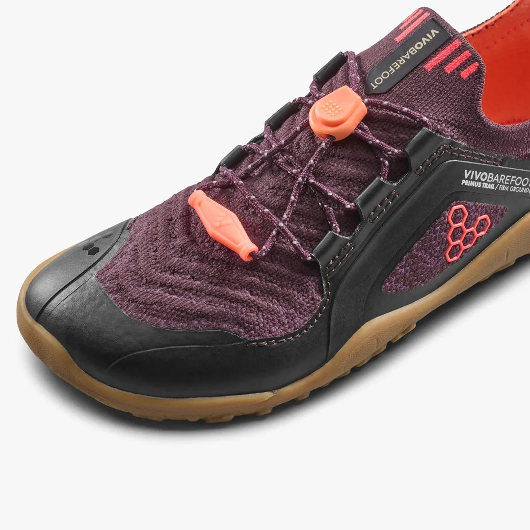 Кроссовки Vivobarefoot Primus Trail Knit FG — детская модель, тёмно-фиолетовый с красным, фото 6