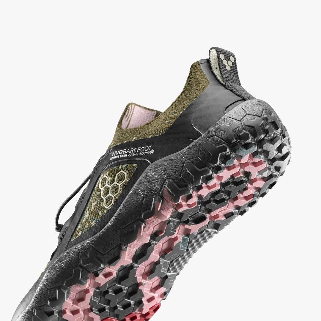 Кроссовки Vivobarefoot Primus Trail Knit FG Grounding — женская модель, тёмно-оливковый, фото 7