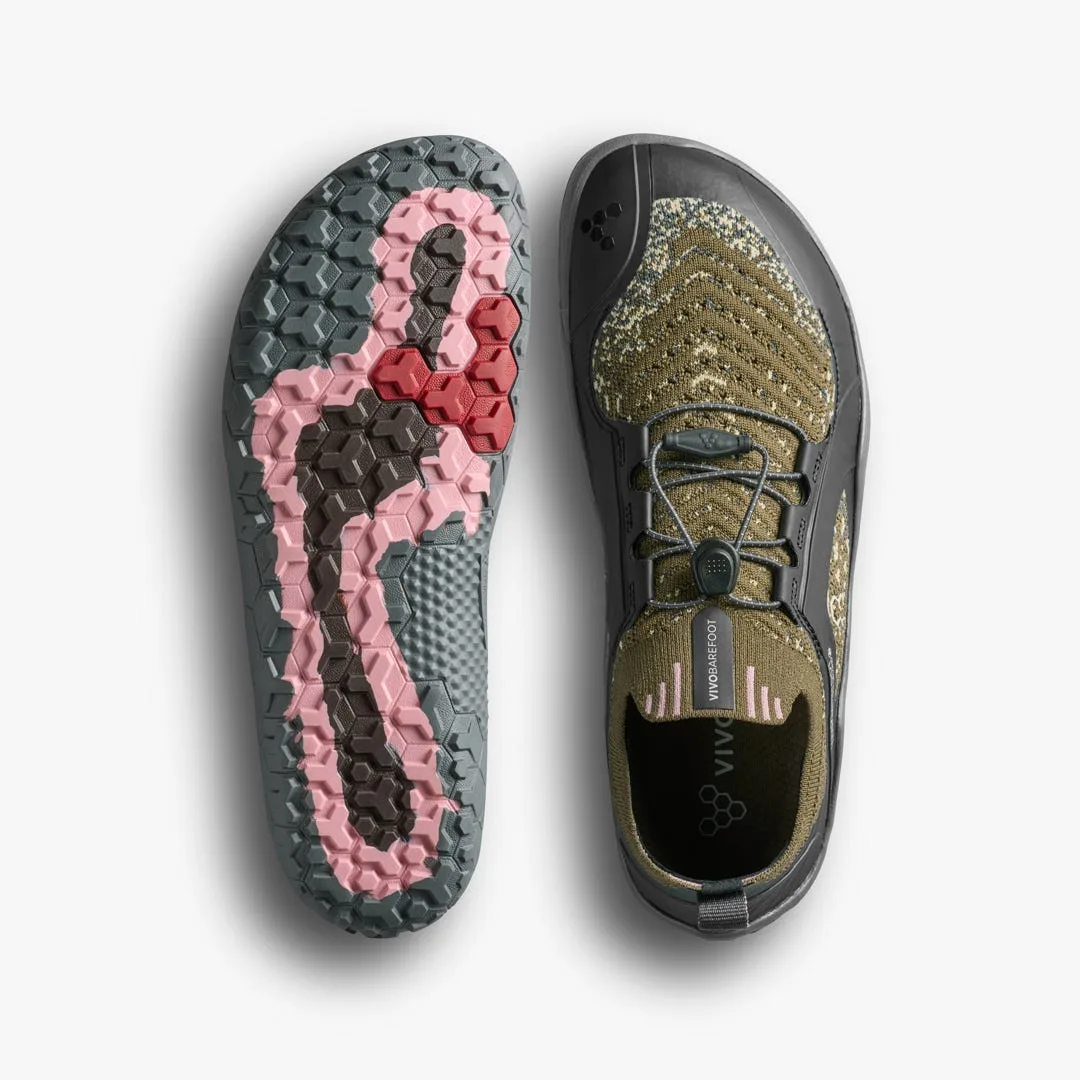 Кроссовки Vivobarefoot Primus Trail Knit FG Grounding — женская модель, тёмно-оливковый, фото 2